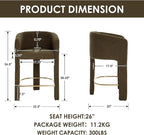Modern Counter Height Bar Stools Set of 2, 26”H Barrel Counter Stools - Image 2