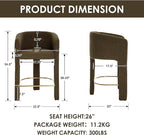 HNY Modern Counter Height Bar Stools, 26”H Barrel Counter Stools - Image 2
