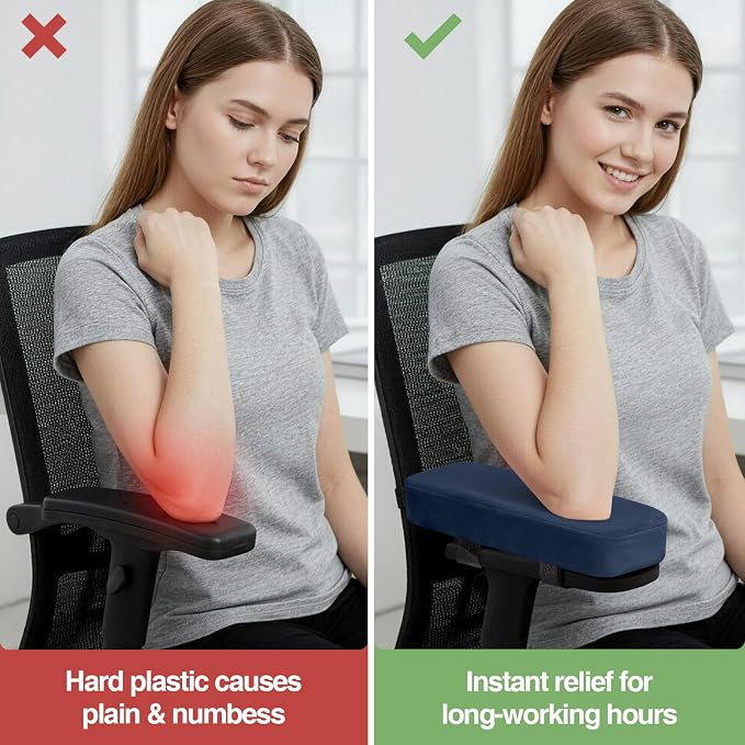 Smiry Ergonomic Office Chair Armrest Pads, Memory Foam Arm Rest Covers - Image 5