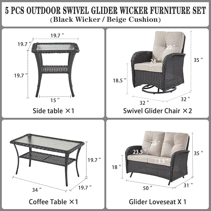 Belord 5-Piece Patio Furniture - Image 2