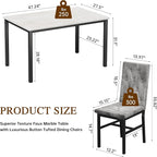 Hooseng Dining Table Set for 4, Faux Marble Small Kitchen Table Chairs Set of 4 - Image 6