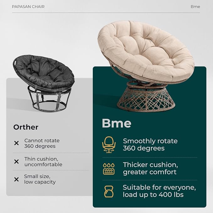 Bme 40" Ergonomic Wicker Papasan Chair - Image 5