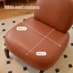 KEIKI Accent Chair with Solid Wood Legs, Faux Leather Single Seat Sofa - Image 3