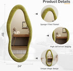 Honyee 55" x 24" Wavy Mirror, Flannel Wrapped Wooden Frame, Irregular Hanging - Image 4