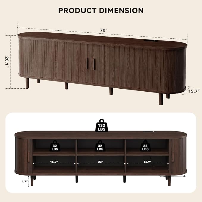 70" Mid Century Modern TV Stand - Image 3
