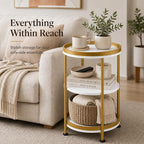 Dulcii Round Side Table with Storage Tray - Image 3