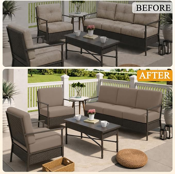 HEBE Stretch Patio Cushion Covers Set 12pcs, Waterproof Outdoor Couch Covers - Image 8