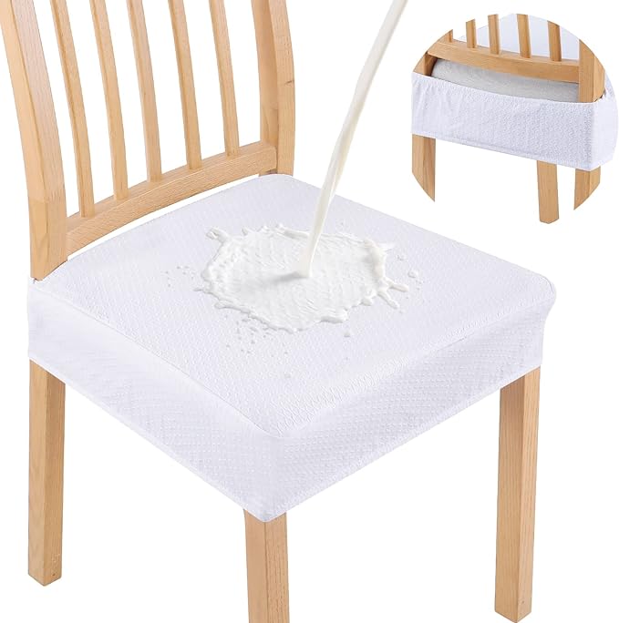 Smiry Waterproof Seat Covers for Dining Room Chairs Set of 2, Stretch Jacquard by Smiry