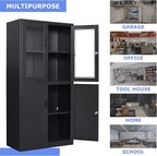 71”H Display Cabinet with Adjustable Shelves, 4 Door Display Cabinets with - Image 8