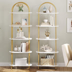 HOOBRO 5 Tier Open Bookshelf, Industrial Arched Bookcase Display Shelf Rack - Image 5