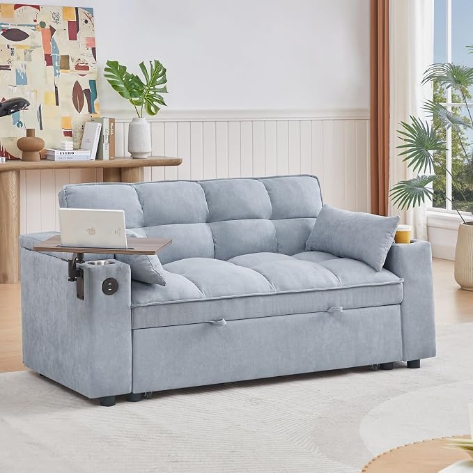 oaaktu 65''Convertible Sleeper Sofa Bed, 3-in-1 Pull Out Couch Bed - Image 3