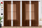 SpaceDresser Brown Sheer Curtains 4 Panels Rod Pocket Semi-Sheer Curtain 72 by SpaceDresser