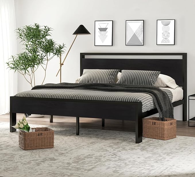 SHA CERLIN 14 Inch King Size Metal Platform Bed Frame by SHACERLIN