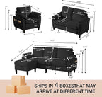 4 Piece Modern Corduroy Sofa Set, L-Shaped Sectional Couch - Image 2