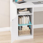 YOMILUVE Computer Desk with 3 Drawer & Storage Shelves, Home Office Desk with - Image 6