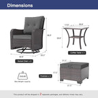 ALAULM 5-Piece Outdoor Swivel Rocking Chair Set - Image 3