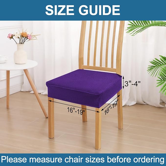 Smiry Waterproof Seat Covers for Dining Room Chairs Set of 4, Stretch Jacquard - Image 2