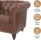 Living Room Chair, Modern Leather Chesterfield Sofa Chair, Mid Century Single - Image 7