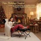 Tiita Folded Chair with Ottoman, Soft Faux Fur Oversized Folding Accent Chair - Image 7