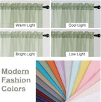 Cafe Curtains 36 Inch Length Tier 2 Pieces, Modern Soft Airy Sheer Kitchen - Image 5