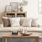 Set of 2 Decorative Floral Pillow Covers 22x22 Inch Light Camel | Neutral - Image 4