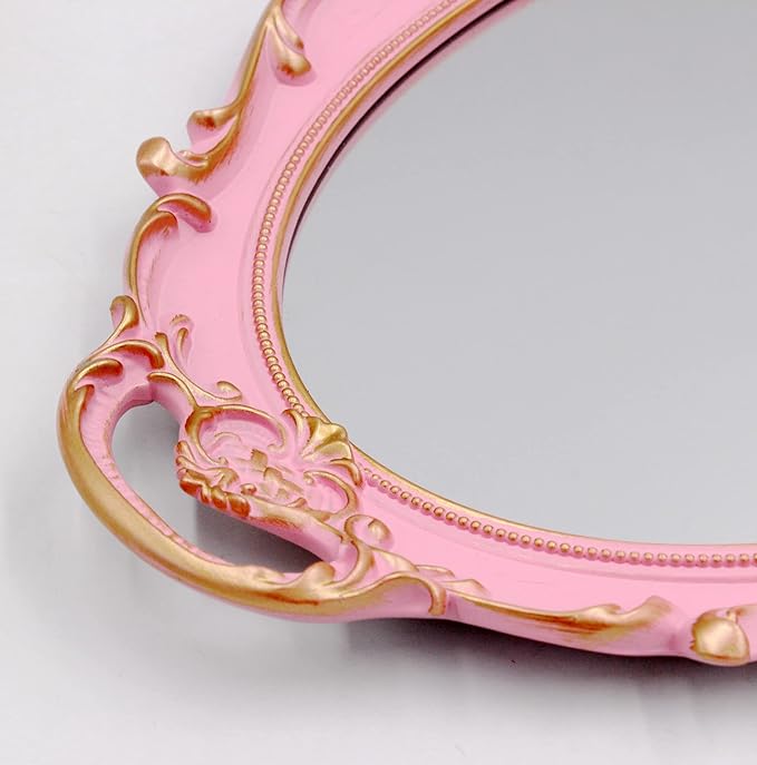 YCHMIR Vintage Small Mirror 14.5 x 10 inch Oval Pink Wall Mirror - Image 5