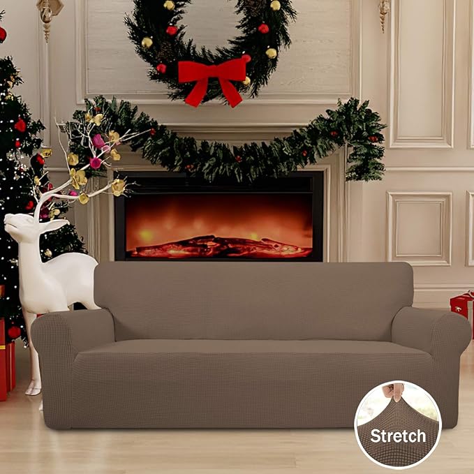 Easy-Going Stretch Oversized Sofa Couch Slipcover Washable Brown | 1-Piece - Image 2