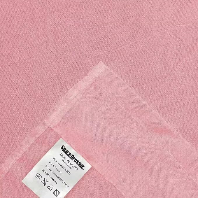 SpaceDresser Sheer Blush Curtains 4 Panels Rod Pocket Semi-Sheer Curtain 63 - Image 6