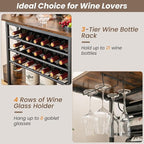 COSTWAY Wine Bar Cabinet, 3-Tier Liquor Cabinet - Image 5
