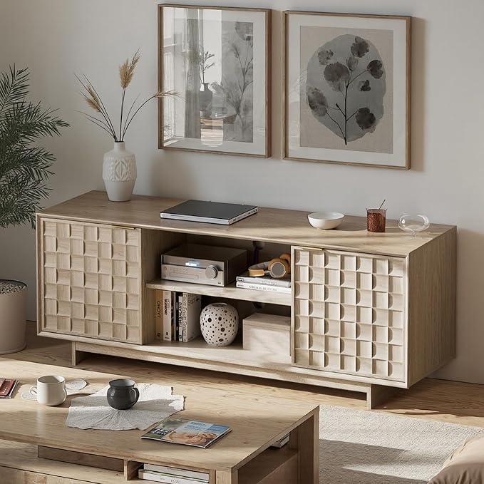COLAMY TV Stand with Two Doors, Entertainment Center 59" with Adjustable by COLAMYHOME