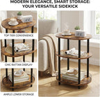 Small Rattan Side Table with Storage, 3 Tier Round/Oval End Table with Rattan - Image 6