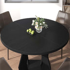 IBF Black Round Dining Table for 4-6, 47 Inch Kitchen Table - Image 6