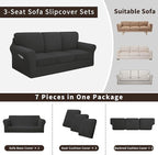 Easy-Going 7 Pieces Stretch Couch Cover Washable Sofa Cover Set - Image 3