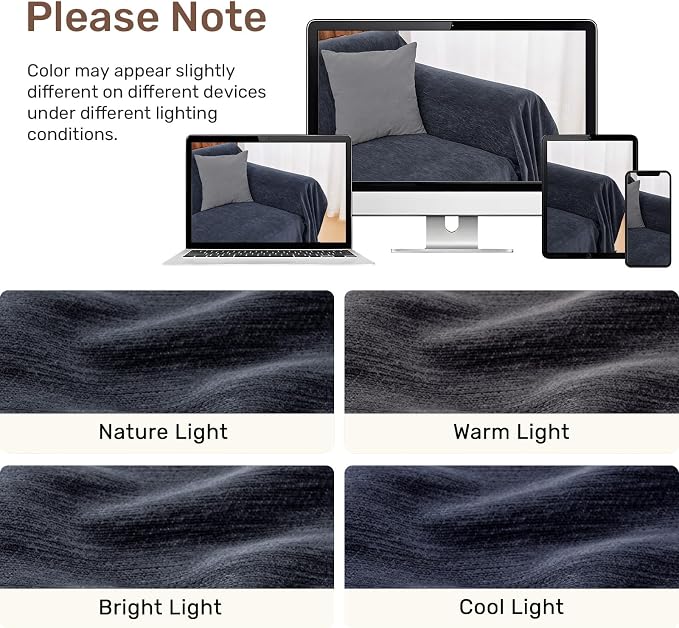 2 Pieces Sectional Couch Covers L Shaped Cover XL Navy Blue | Thick Washable - Image 8