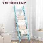 Honest Blanket Ladders for The Living Room, 6-Tier Blanket Holder, Wall-Leaning - Image 4