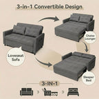 Gizoon 3-in-1 Convertible Loveseat Sleeper Couch Bed, 71.7" Extended Pull Out - Image 7
