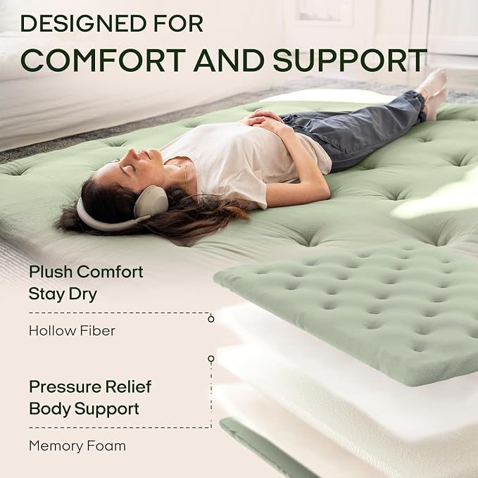 ZonLi Japanese Floor Futon Mattress Twin Size 75"x 39", 100% Cotton Cover 2.5'' - Image 3