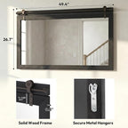 27"x49" Large Black Barn Door Mirror, Solid Wood Framed Accent Wall Mirror - Image 4