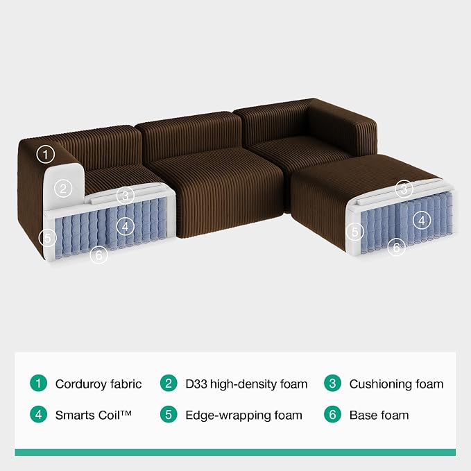 Novilla 106" Modular Sectional Sofa, Modern Cloud Sectional Couch - Image 8