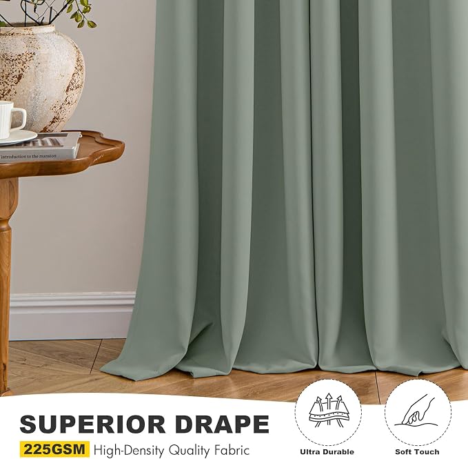 MIULEE Blackout Curtains for Bedroom 2 Panels 40 x 63 Inch Long Light Green | - Image 5