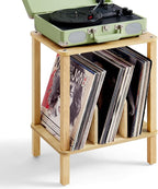 LELELINKY 2-Tier Bamboo Record Player Stand by LELELINKY