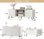Fatmok Fluted Furniture Collection – 65" Buffet Cabinet, Mid Century Modern - Image 2