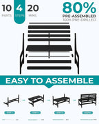 SERWALL Outdoor Bench, All Weather HDPE Outdoor Benches, 2-Person Armless Porch - Image 8