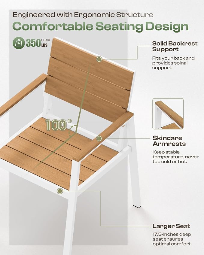 Outdoor Dining Set for 6, Patio Table and Chairs Set - Image 3