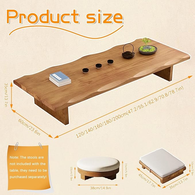 Solid Wood Low Coffee Tea Table - Image 2