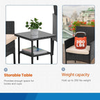 FDW | 3-Piece Patio Furniture Set | Black | Outdoor Wicker Furniture - Image 4