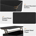 FABATO Mid Century Modern Coffee Table, Wooden Fluted Center Table - Image 5