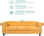 Chesterfield 3 Seater Sofa, Modern Velvet Tufted Couch 3 Seater - Image 8