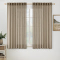 MIULEE Taupe Grey Linen Curtains 52x63 Inch Length 2 Panels by MIULEE