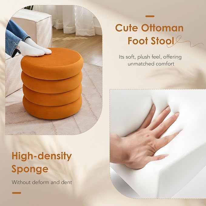 Flouki 19.5" Storage Ottoman Round, Vanity Stools - Image 5